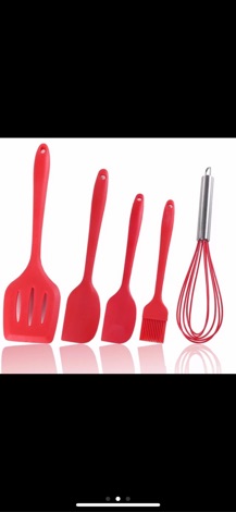 Bộ 5 chổi phới spatula silicon đỏ cao cấp