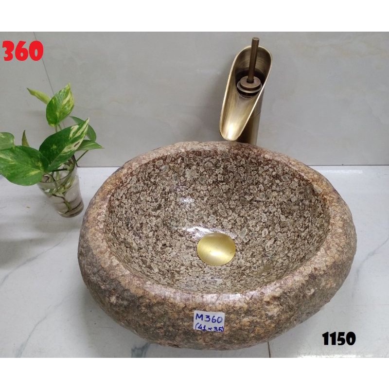 Chậu lavabo rửa mặt đá cuội size M