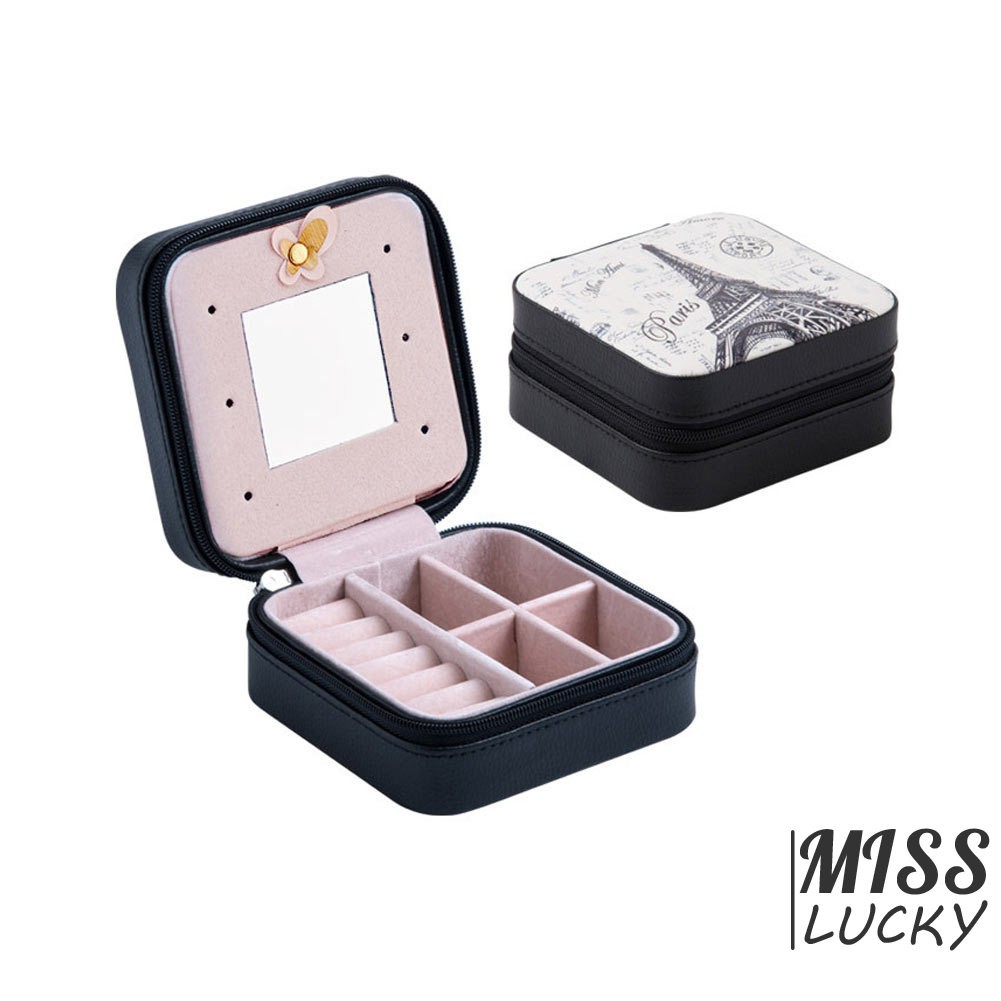 Hộp đựng đồ trang sức 10*10*5cm bằng PU nhỏ gọn tiện dụng