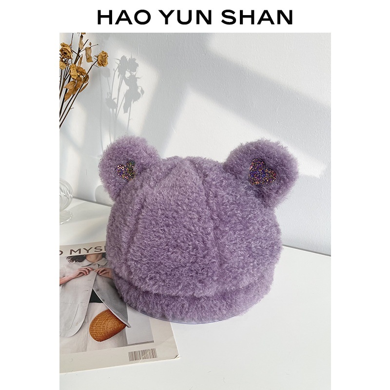 Mũ lông trùm đầu bảo vệ tai hình tai gấu hoạt hình ấm áp dễ thương dễ phối đồ cho nữ