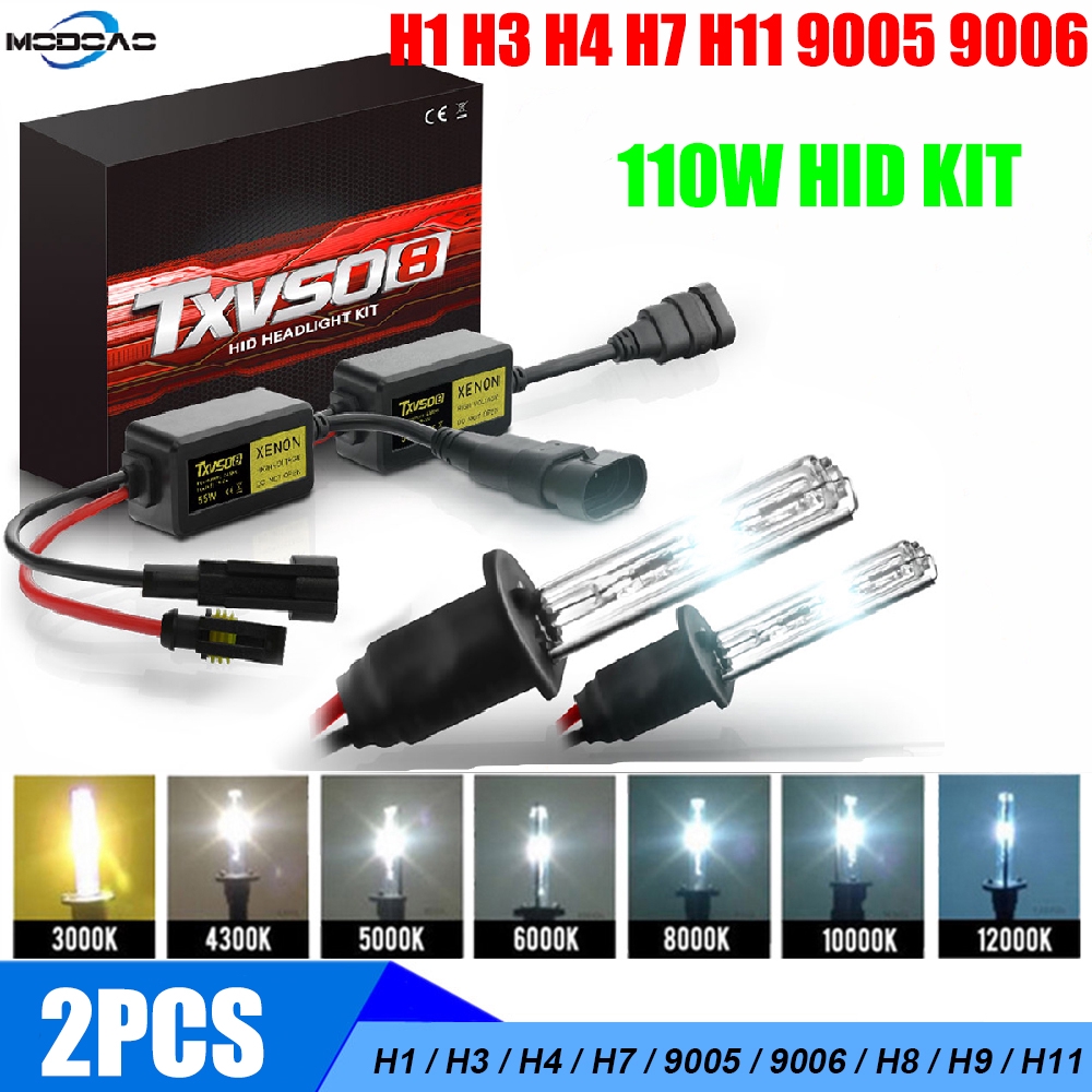 Set 2 bóng đèn Xenon Pocketman HID 110W H1 H3 H4 H7 H11 9005 9006 cho xe hơi