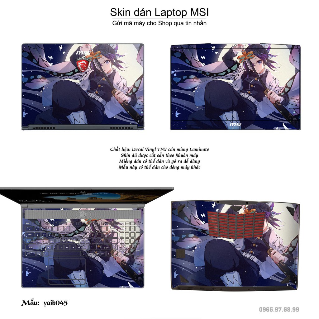 Skin dán Laptop MSI in hình Kimetsu No Yaiba _nhiều mẫu 2 (inbox mã máy cho Shop)