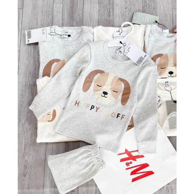 Combo 2 bộ dài tay in hình chú cún cho bé