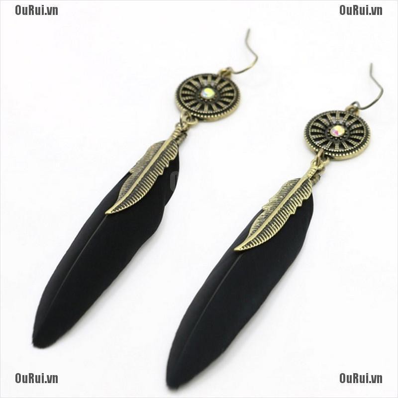 Bông Tai Lông Vũ Tua Rua Thời Trang