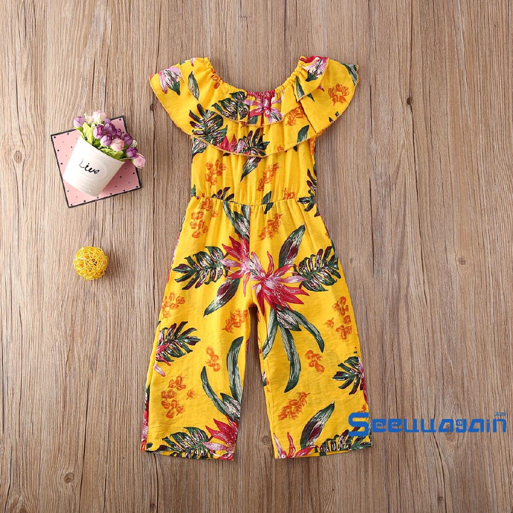 Jumpsuit Không Tay In Họa Tiết Dễ Thương Cho Bé Gái