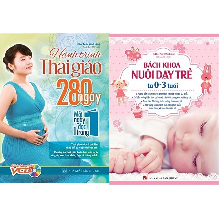 Combo (2 cuốn sách) Hành trình Thai giáo, 280 ngày, mỗi ngày đọc một trang +Bách khoa nuôi Tặng Kèm Bookmark