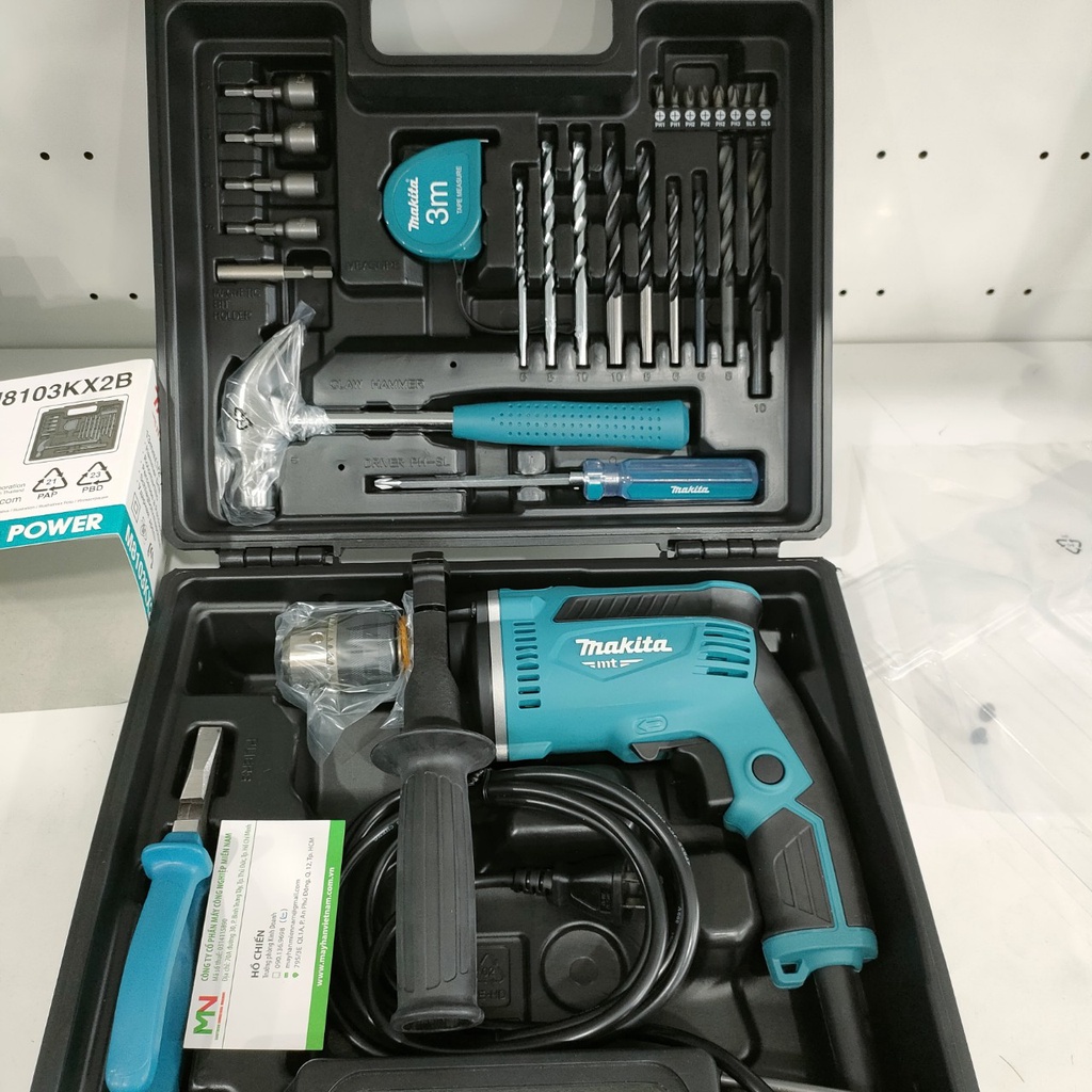 CHÍNH HÃNG - Bộ Máy khoan búa kèm 26 phụ kiện 430W Makita M8103KX2B