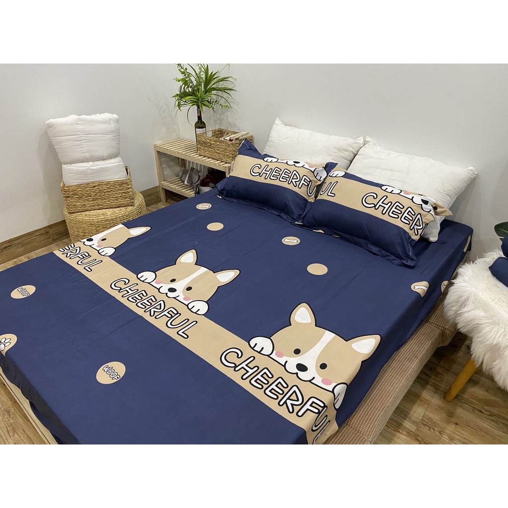 SET GA CHUN VÀ 2 VỎ GỐI NẰM COTTON POLY NGOCANHBEDDING HOT NHẤT HÈ 2021 MẪU CÁO XANH