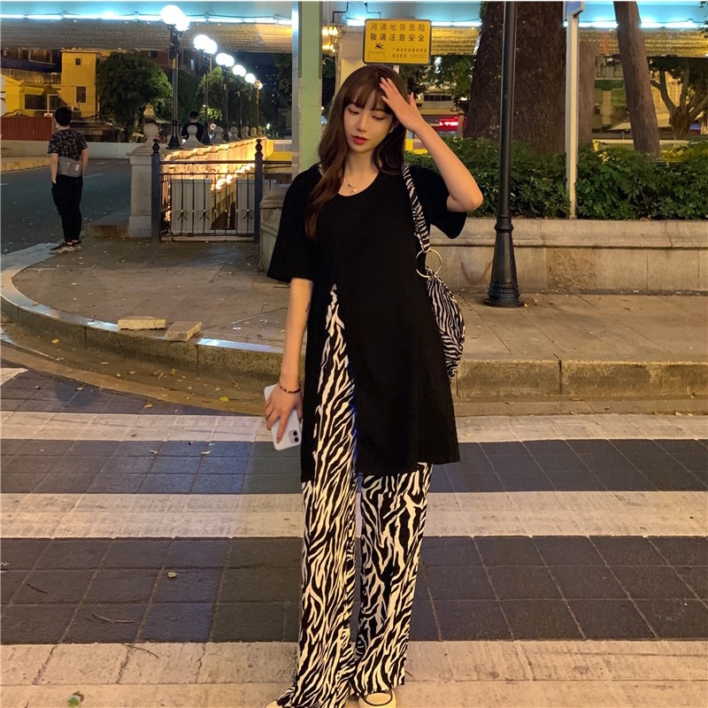 Quần dài ZHELIHANGFEI ống rộng lưng cao thời trang mùa hè dành cho nữ