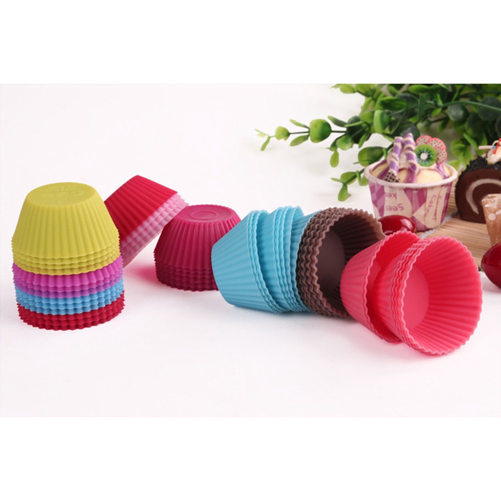 Bộ 1/5 cốc làm bánh bằng silicone chịu được nhiệt độ cao đa năng tiện lợi