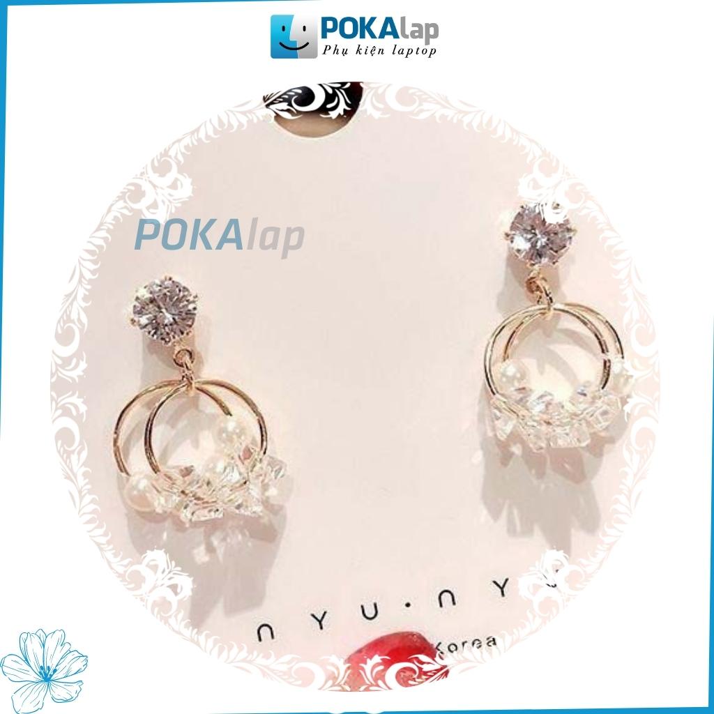 Khuyên tai tròn đính đá POKA27 thiết kế tinh tế sang trọng hợp thời trang phong cách Hàn Quốc cho nữ - POKALAP