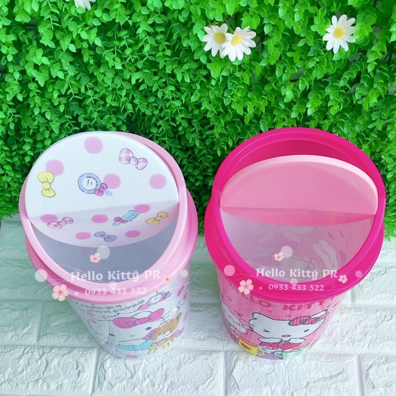 Thùng rác nắp lật Hello Kitty