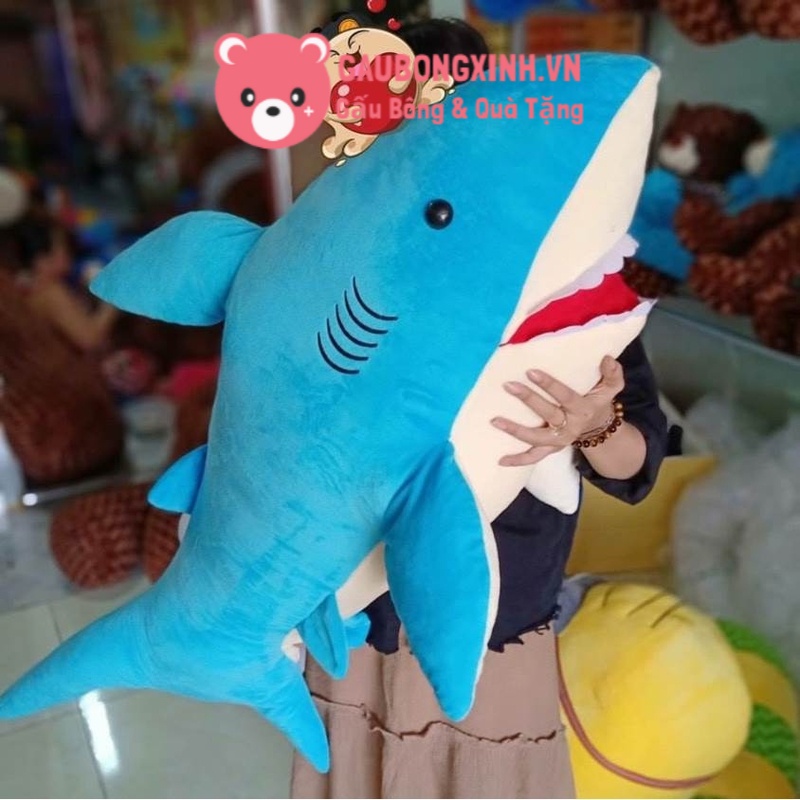 Gấu Bông Cá Mập Xanh Cute kích thước 45cm, Thú nhồi bông hình Baby Shark, Đồ chơi hot trend dành cho các bé