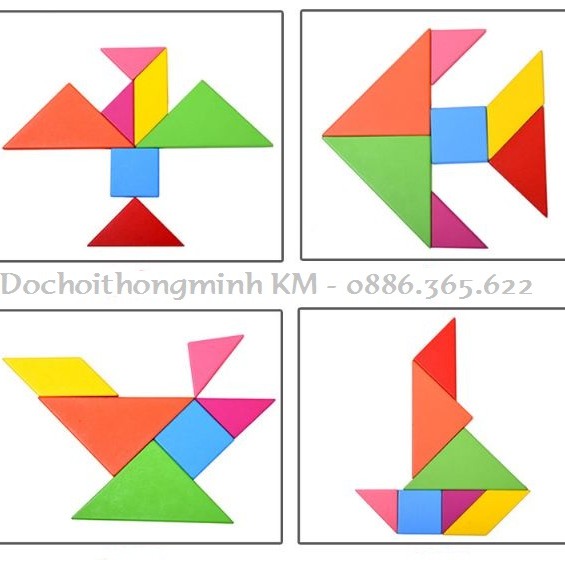 Ghép hình tư duy trí uẩn tangram các size 12 - 15 - 18 cm