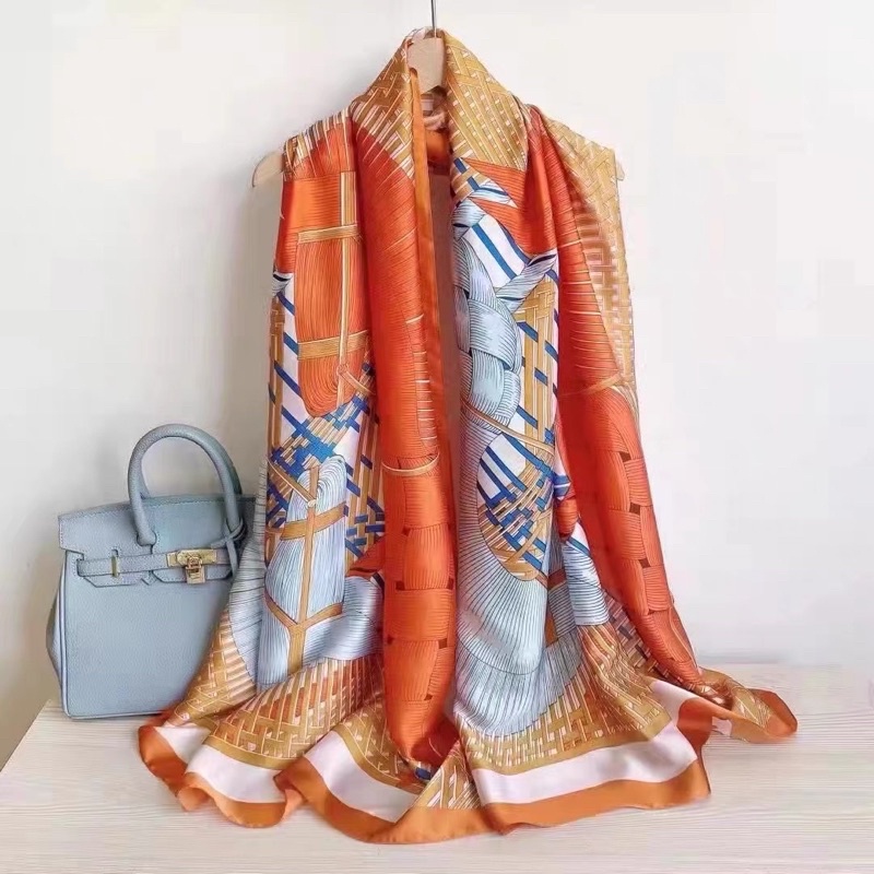 Khăn Lụa Cao Cấp Tông Cam Sang Chảnh Trẻ Trung Thanh Lịch