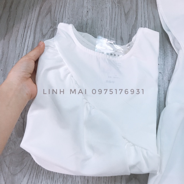 Áo sơmi trắng đáp bèo, chất satin Hàn thoáng mát | BigBuy360 - bigbuy360.vn