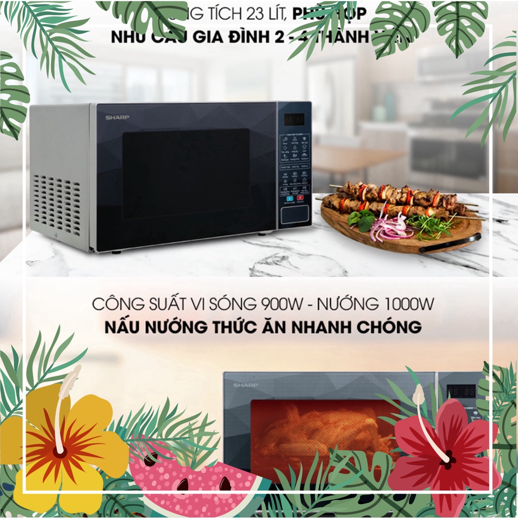 Lò Vi Sóng Điện Tử Có Nướng Sharp 23 Lít - 900W Vi Sóng - 1000W Nướng - Hàng chính hãng - Bảo Hành 12 Tháng Hàng Chính H