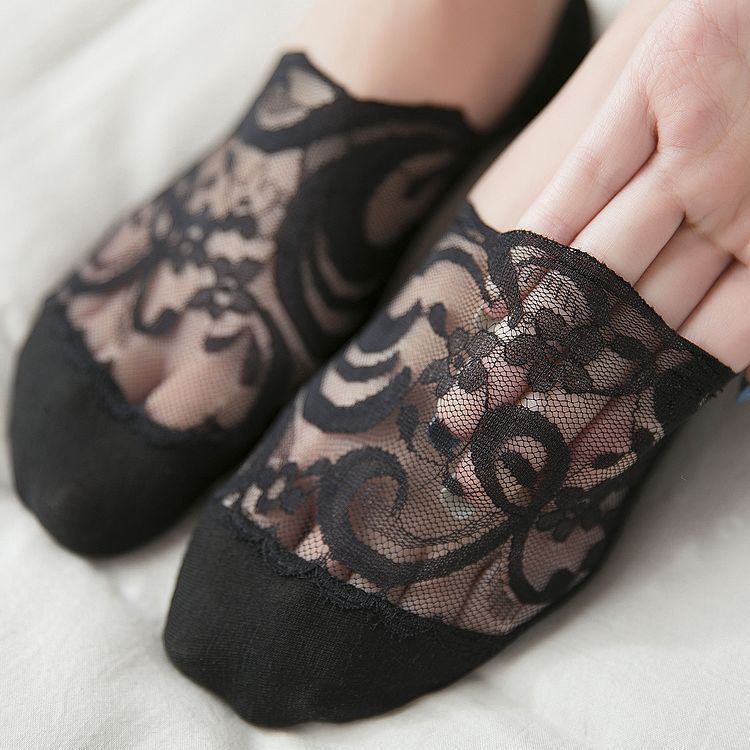 Vớ vải cotton trơn màu co giãn có đệm gel chống trượt vô hình dành cho nữ mùa hè