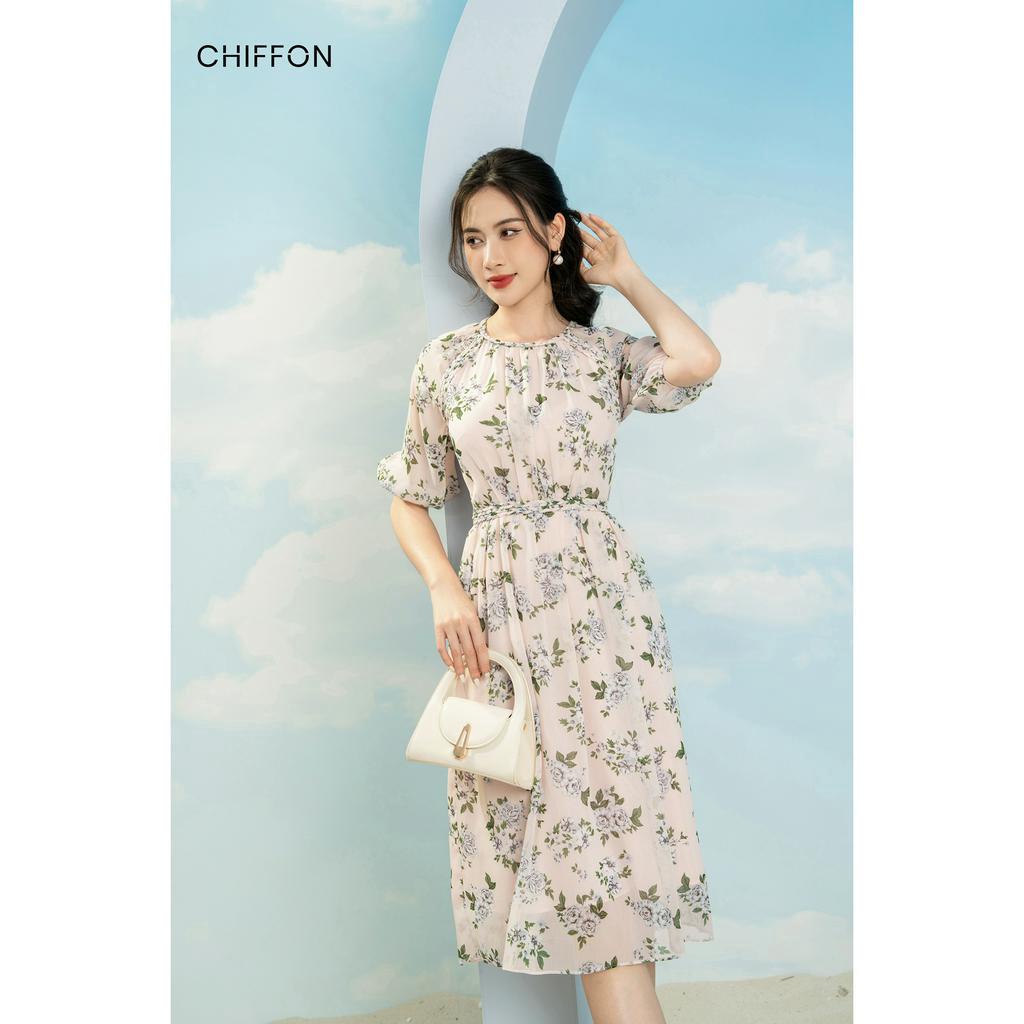 Váy đầm nữ hoa tơ lỡ tay thiết kế Chiffon