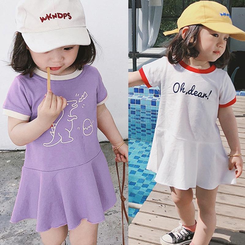Đầm bóng chày in họa tiết thời trang dễ thương cho bé gái 1-7 tuổi
