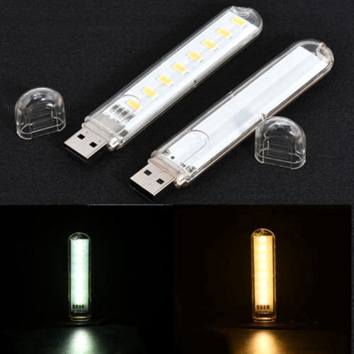Thanh đèn LED mini 3 bóng, 8 bóng siêu sáng cổng cắm USB thích hợp để bàn học, đọc sách đầu giường