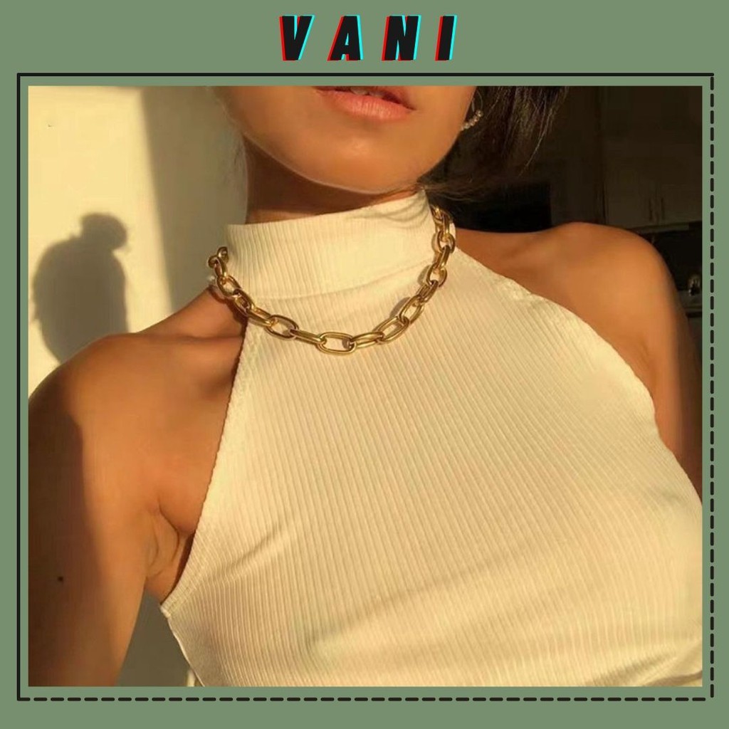 Dây Chuyền Choker Xích Lớn Bạc S925 Kiểu Dáng Vintage Phong Cách Unisex Cực Xinh - Vani Store [TS000359-O2]