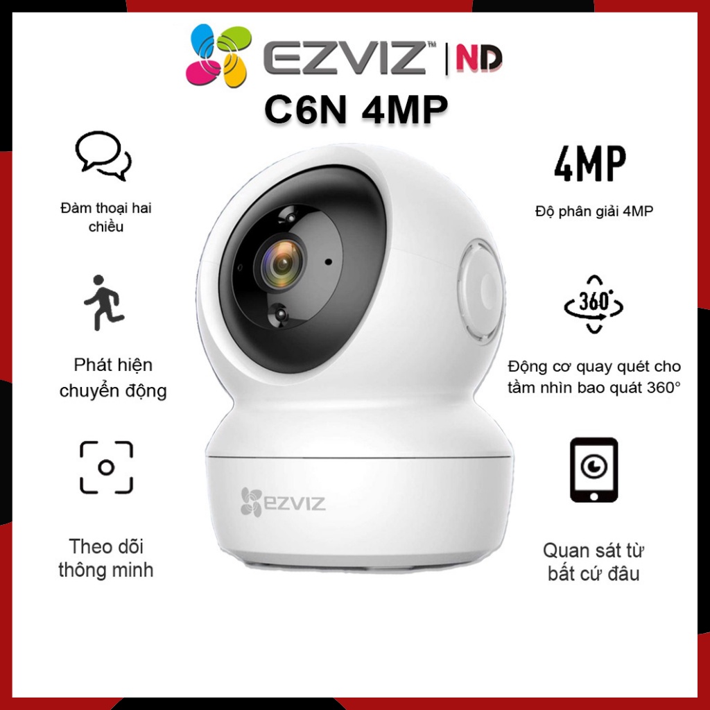 Camera Wifi EZVIZ C6N 2K 4MP Xoay 360 , Đàm thoại - Hàng chính hãng