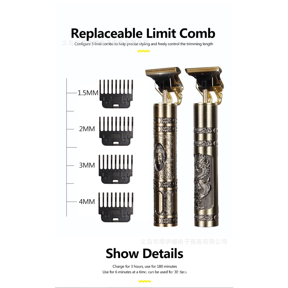 Tông đơ cắt tóc cạo râu kiêm chấn viền đầu sạc USB cao cấp tiện dụng,tông đơ tặng kèm 8 phụ kiện