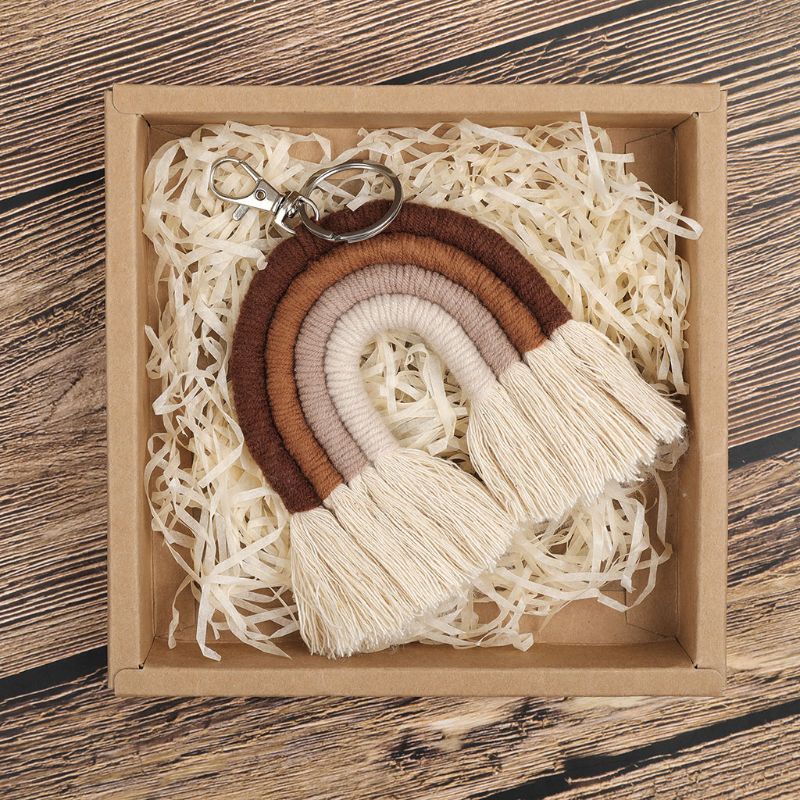 ✿ Móc Khóa Macrame Đan Sợi Màu Cầu Vồng Sáng Tạo