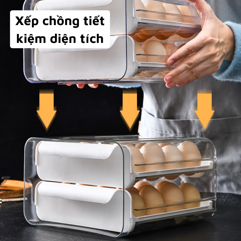 Khay đựng trứng 2 tầng 32 ô tiện dụng cất trữ tủ lạnh an toàn