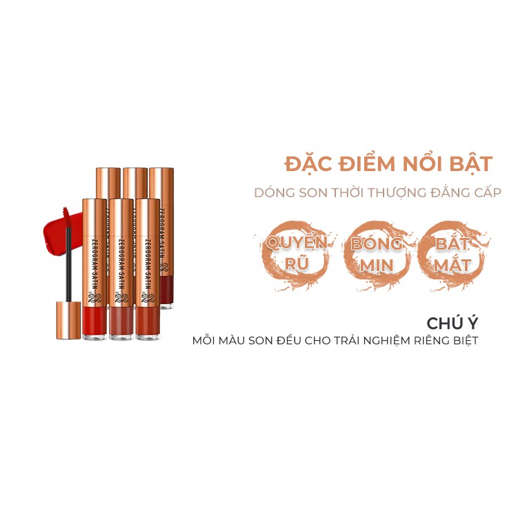 Son kem mini nhỏ gọn bóng môi siêu lì tông màu lâu trôi Chosungah Ver 22 Zerogram Satin Velvet Lip Tint SM07