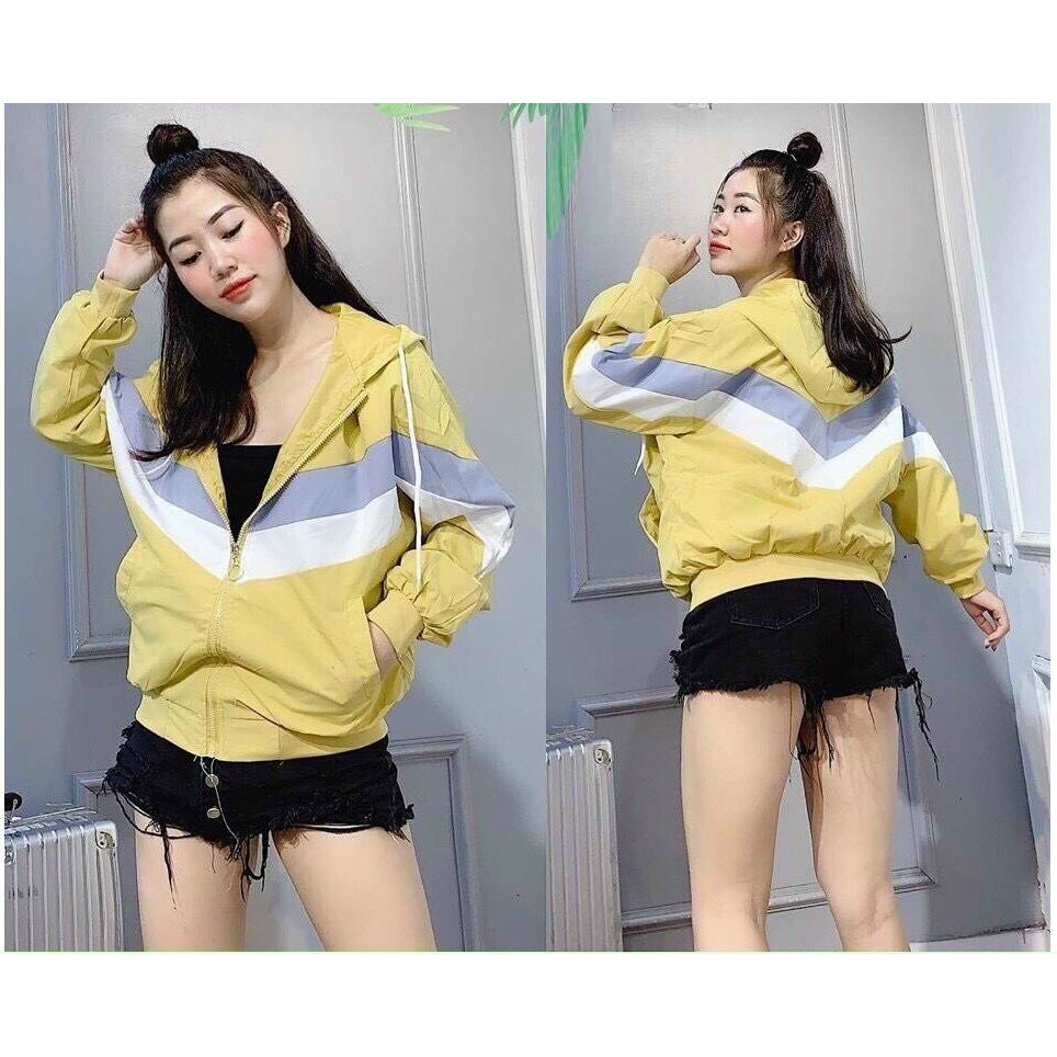 Áo khoác nữ  💚𝗙𝗥𝗘𝗘𝗦𝗛𝗜𝗣💚 Áo khoác nữ đẹp chất liệu dù 2 lớp dài tay big size form rộng SỌC NGANG