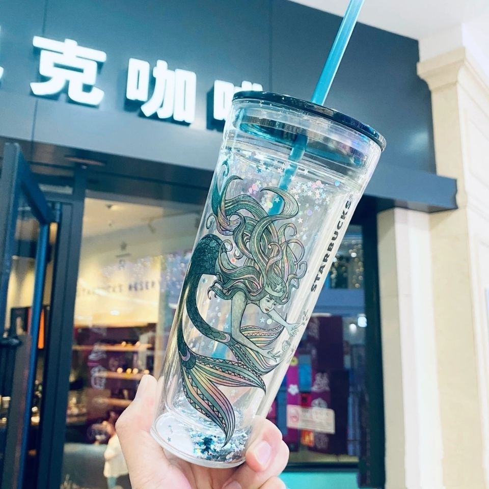 Ly uống nước Starbucks 2021 bằng thủy tinh hai lớp cao cấp