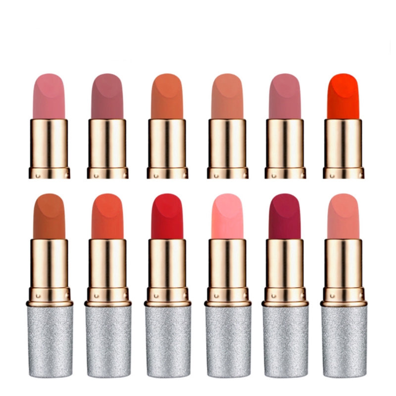 [Hàng mới về] Thỏi son lì dưỡng ẩm môi gồm 12 màu sắc tùy chọn
