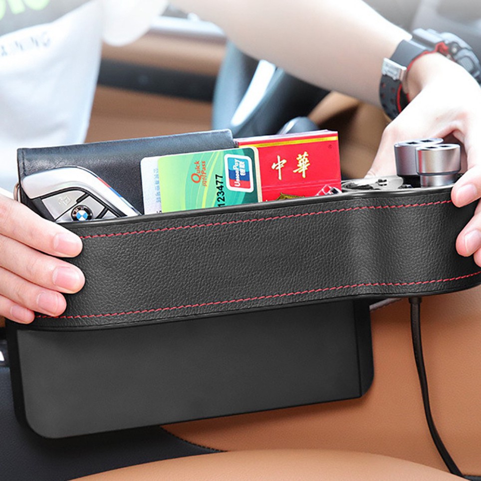 Hộp để đồ thông minh cho ô tô có kèm tẩu sạc hiển thị số vol hàng chính hãng
