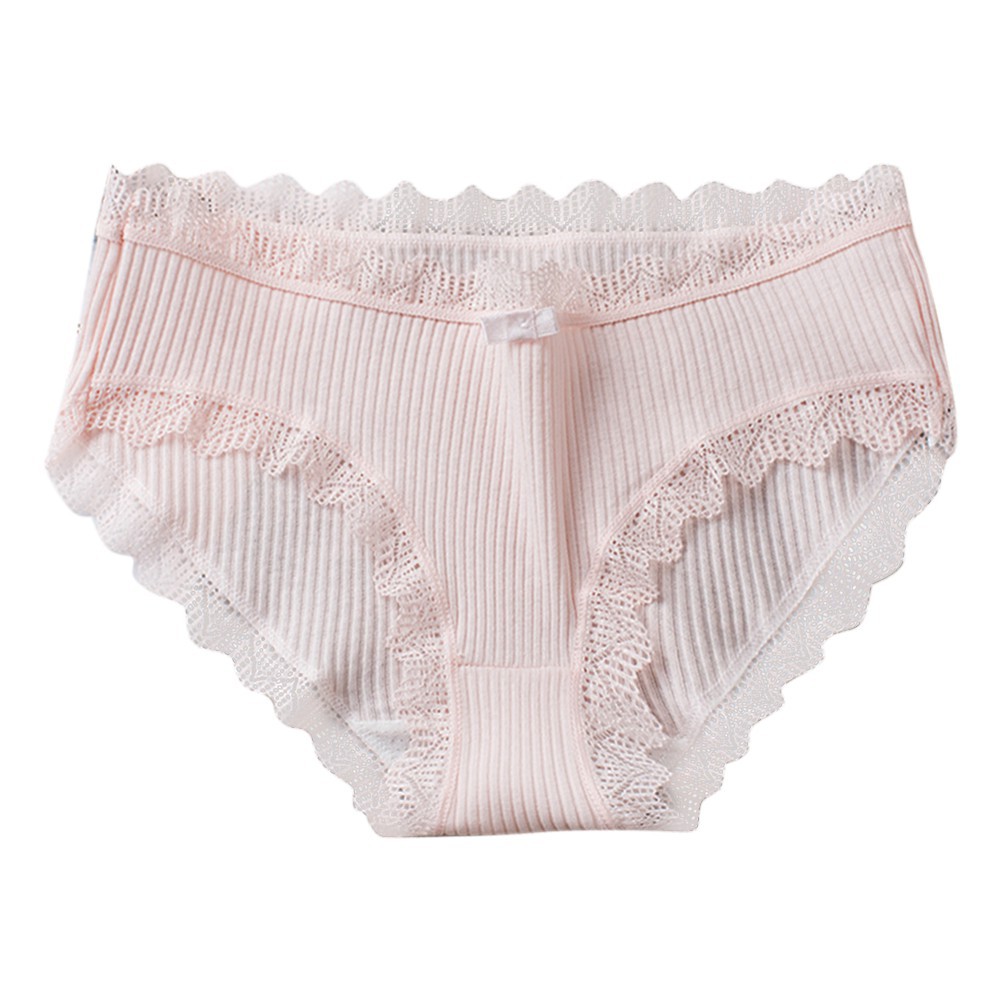 Quần lót cotton lưng thấp phối ren giấu đường may quyến rũ tùy chọn màu sắc