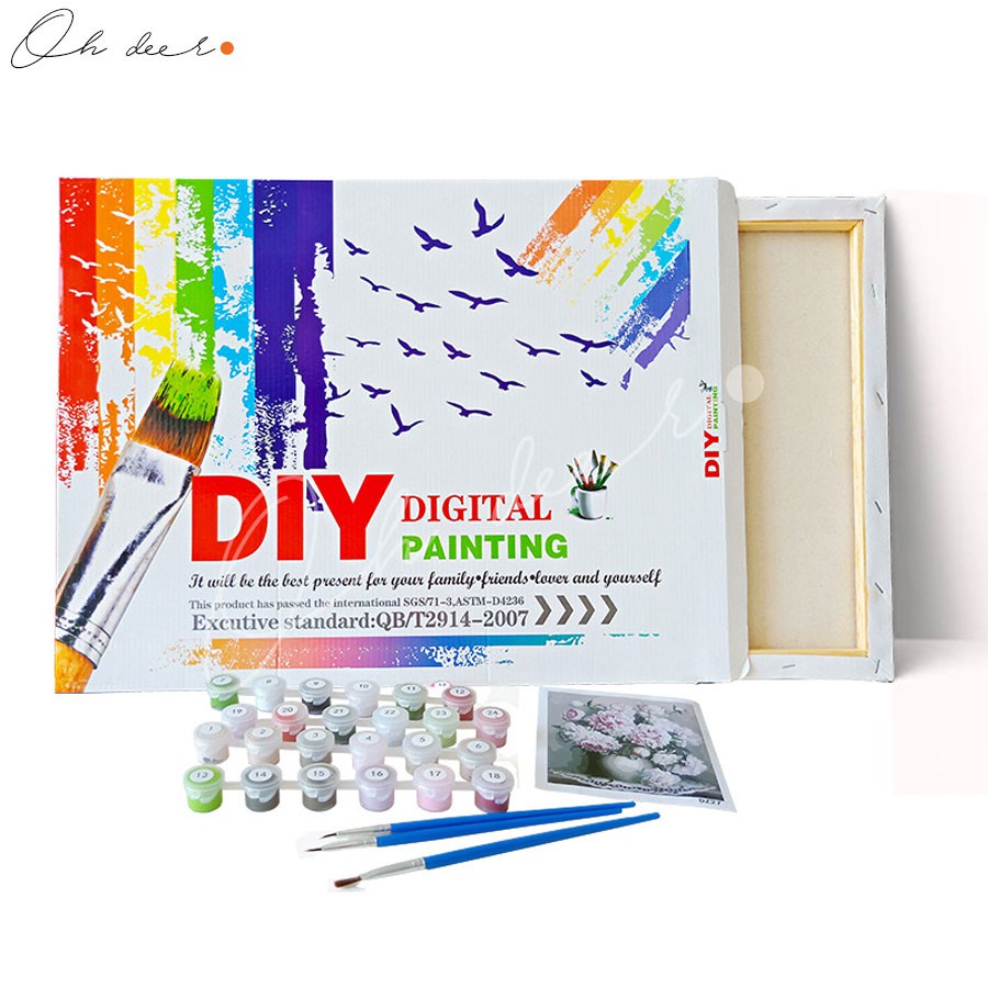 Tranh tô màu theo số | 40*50 | CÓ KHUNG | Hoạt hình - Anime - Manga - Totoro trên cánh đồng