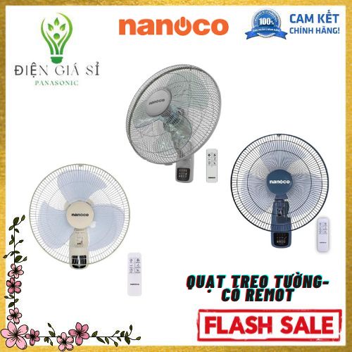 Quạt treo tường(CHÍNH HÃNG) Nanoco có remote NWF1610RC