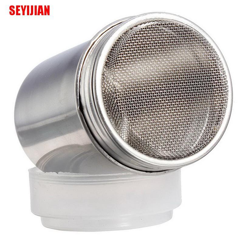 (SEY) Stainless Steel Flour Icing Sugar Cappuccino Sifter + Lid Chocolate Shaker Cocoa