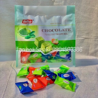 Kẹo Socola Trà Xanh Vị Ngọt Dịu Nhân Sữa Trắng Việt Thái Gói 225g