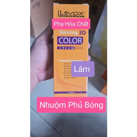 Nhuộm 3D phủ bóng màu Lavox pha hóa chất  dập duỗi, uốn  pha trực tiếp chén nhuộm bóng sáng màu phủ lụa không khô tóc.