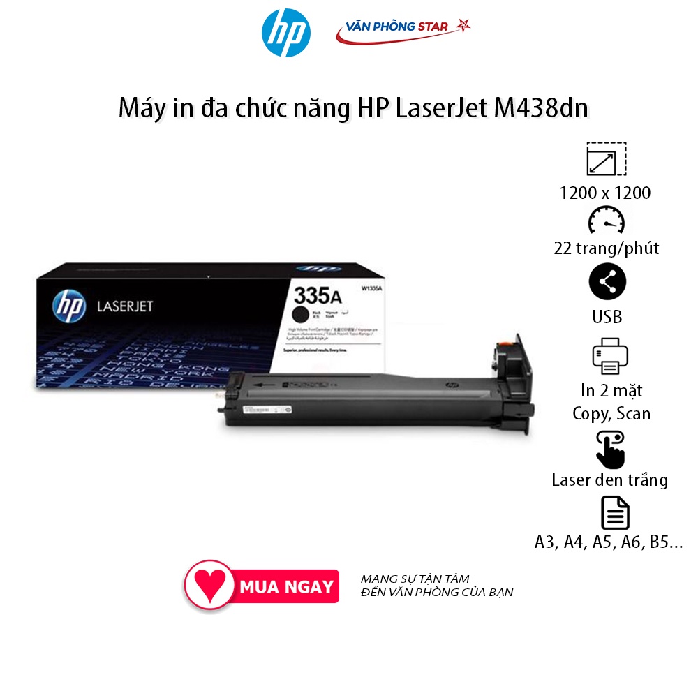 [FREE SHIP] Máy in đa chức năng HP LaserJet M438dn In, Sao chép, Quét Tốc độ: 22 trang / phút khổ A4,mới 100% chính hãng