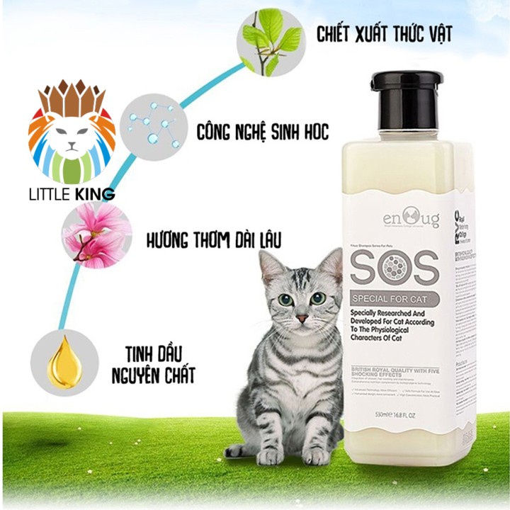 Sữa tắm SOS dành riêng cho mèo dung tích 530ml Chai màu trắng Little King pet shop