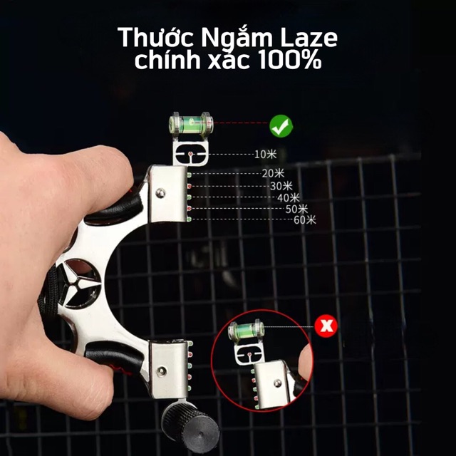 Bộ Ná Cao Su MECEDES Inox đèn Lazer CÁN THÉP kèm thước ngắm thuỷ