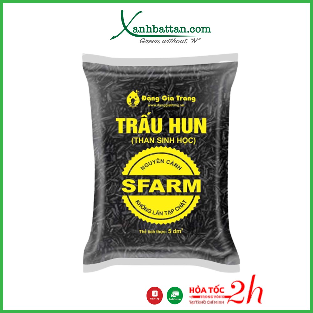 Trấu Hun Nguyên Hạt Sfarm Làm Giá Thể Trồng Cây Túi 5 dm3