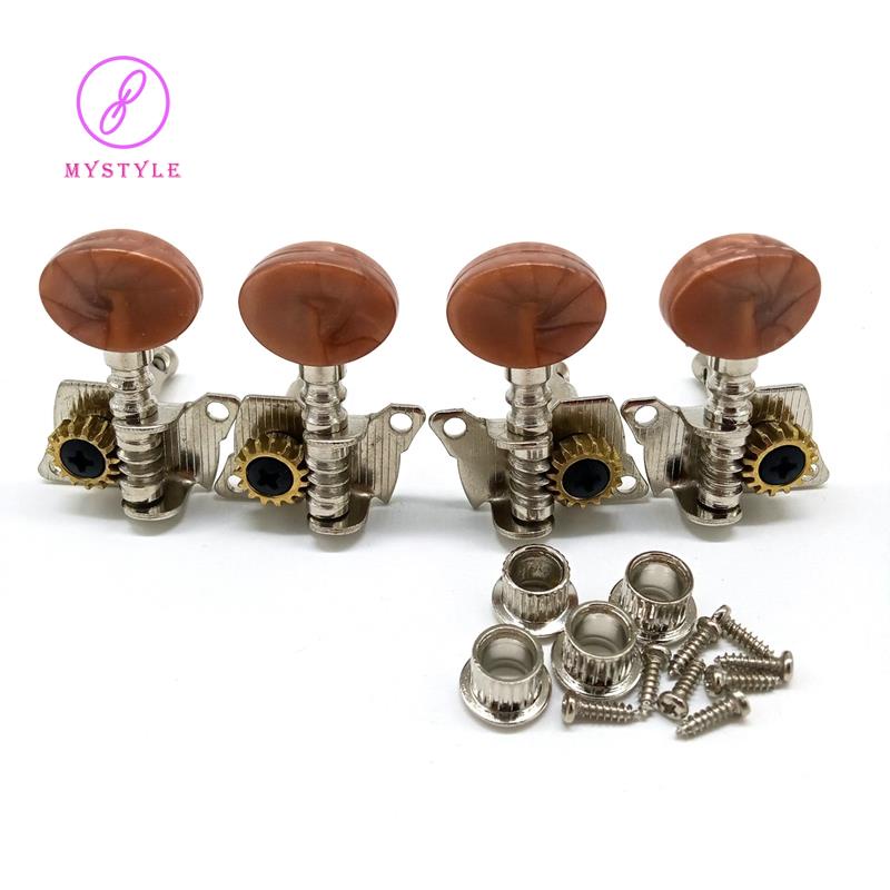 Bộ điều chỉnh dây đàn guitar ukulele 2R2L bằng kim loại màu nâu kèm đầu khóa
