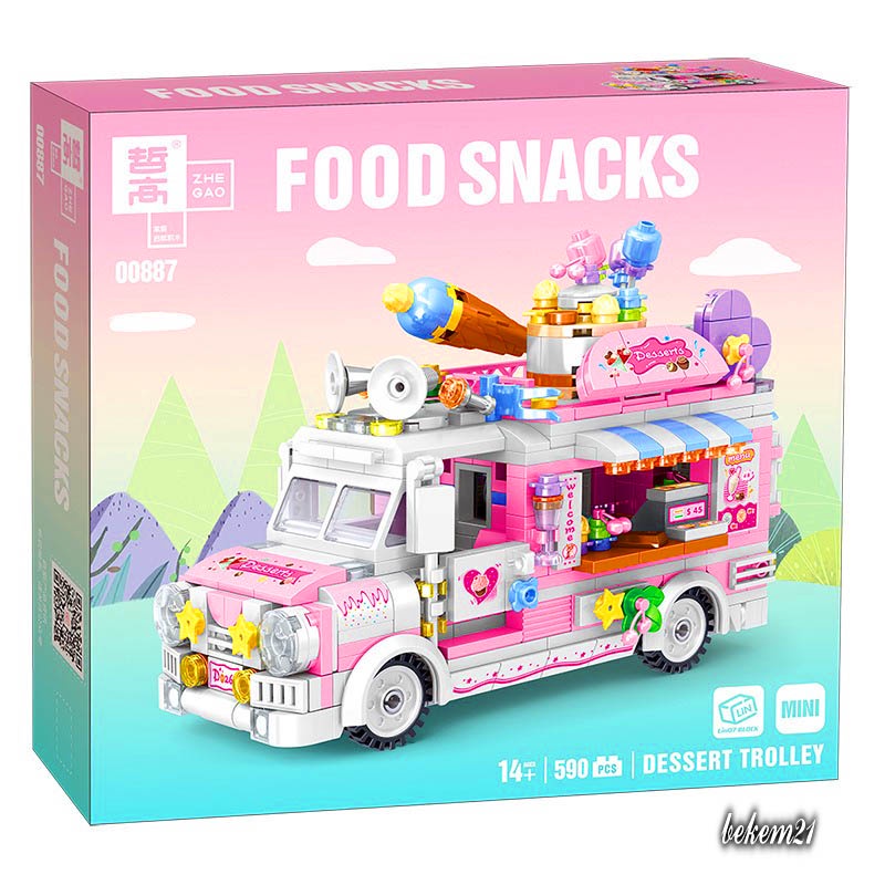 Lego Xếp Hình Con Gái Xe Chở Kem 590 chi tiết Food Snack Xe Chở Trái Cây Nước Uống đồ chơi ghép hình bé gái