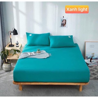 Bộ ga gối cotton Tici cao cấp,chát chọn màu-xanh light
