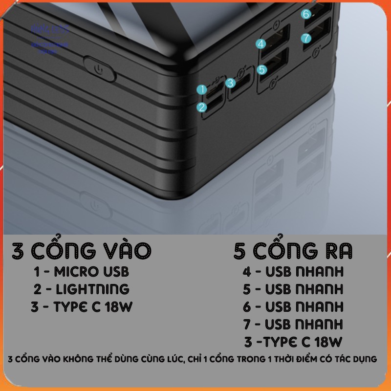 Siêu Pin Sạc Dự Phòng 50000MAH KZ508 Sạc Cùng Lúc 5 Thiết Bị Hỗ Trợ Sạc siêu Nhanh 2 Chiều Pin Lithium Polymer