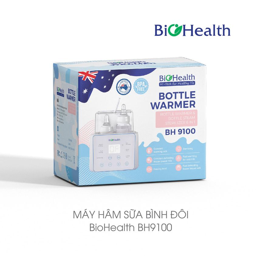 Máy Hâm Sữa &amp; Tiệt Trùng BH9100 - Hâm Nóng Đều 2 Bình - Tiết Kiệm Thời Gian - Sang Trọng, Hiện Đại